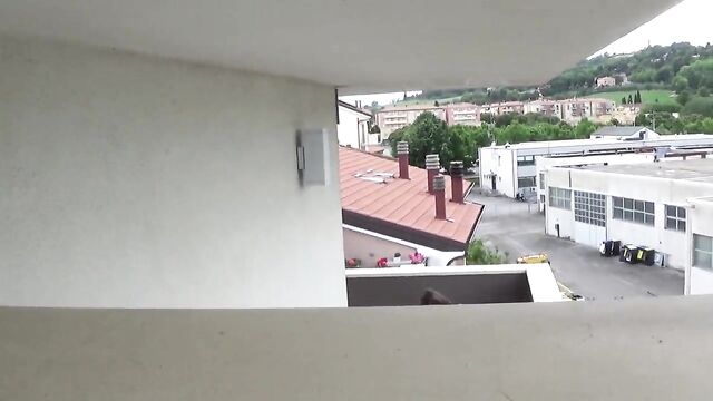 Spying on my teen neighbor masturbating on her balcony