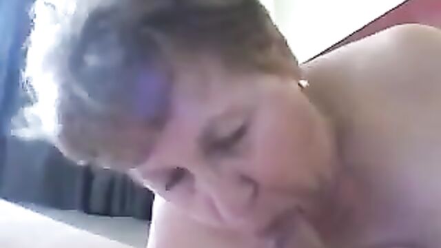 old Granny sucks cock and he cum in her mouth