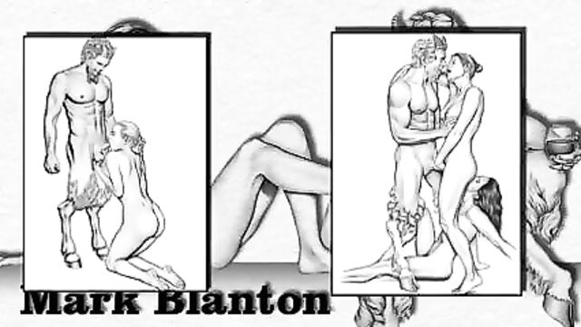 Erotic Drawings of Marc Blanton - Nymphs and Satyr 2