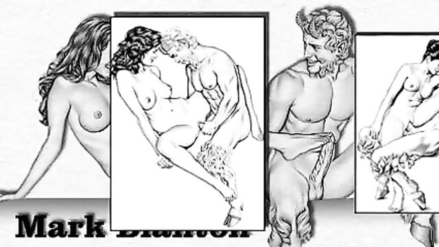 Erotic Drawings of Marc Blanton - Nymphs and Satyr 2