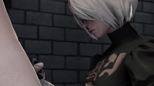 2B Toys With 9S Small Cock