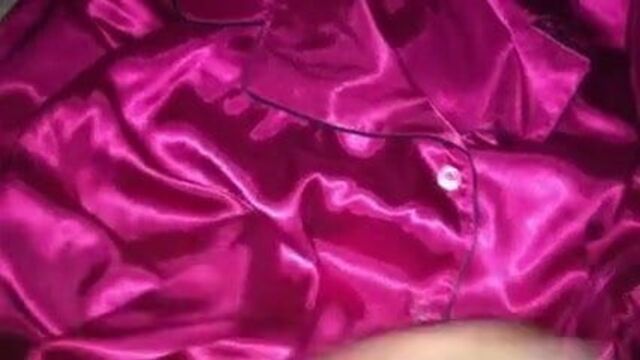 Hot Pink Satin Pajamas With Black Piping