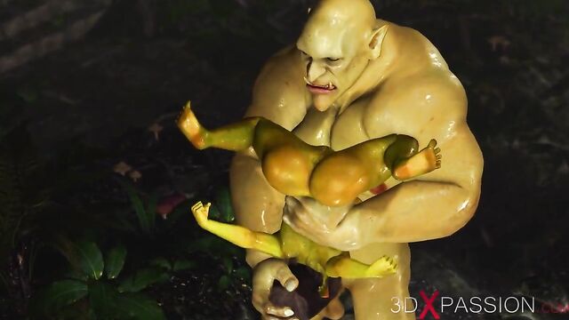 Extreme monster Ogre fucks hard Hot female goblin outdoors