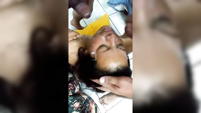 Mom having facial with son’s friends