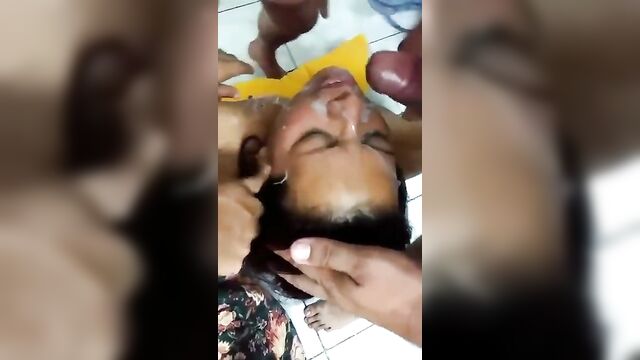 Mom having facial with son’s friends