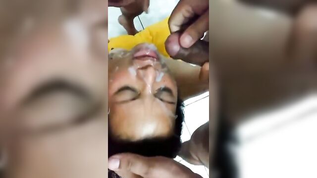 Mom having facial with son’s friends