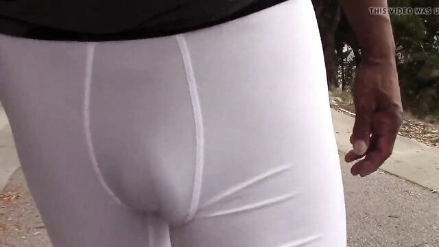 Walking in White Compression Pants