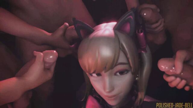 Black Cat D.Va Bukkake (Animation With Sound)