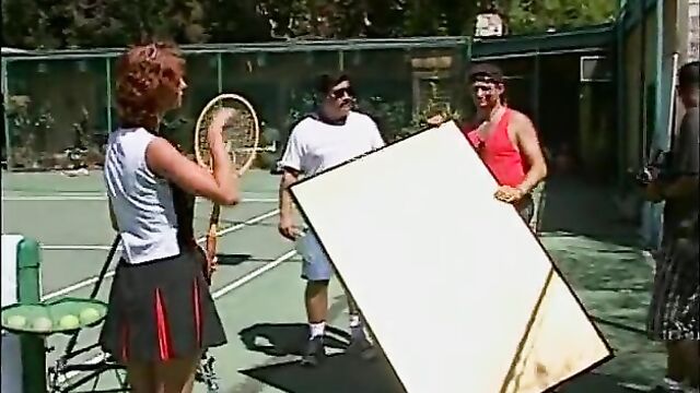 Sexy slut on a tennis court loves to have her asshole filled up with big dick