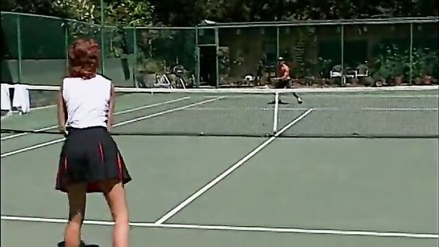 Sexy slut on a tennis court loves to have her asshole filled up with big dick