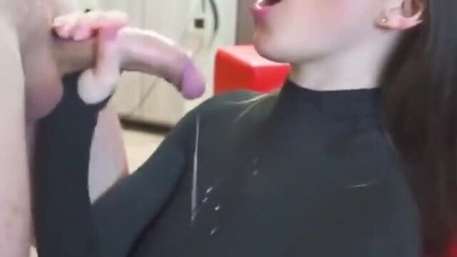 Cum on her shirt