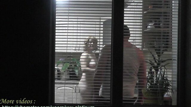 My wife cooks dinner naked for the step mom loving voyeur outside