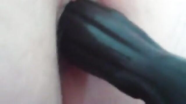 my inflatable butt plug going up my ass (close up)