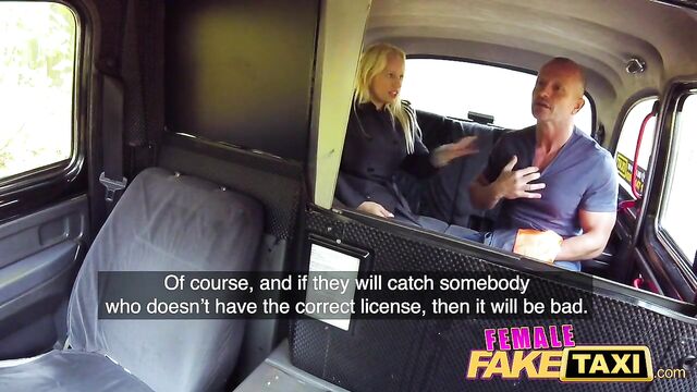 Female Fake Taxi Busty curvy squirting blonde driver