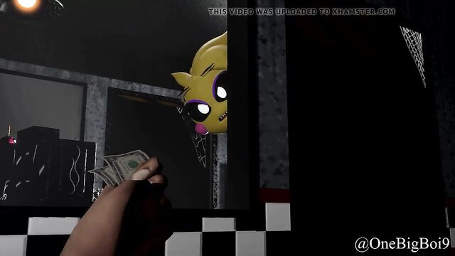 toy chica giveing security guard a tit job