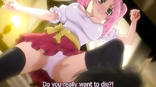 Pink Haired Hentai Girl does Blowjob and Titfuck