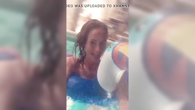 Kaya Scodelario in a pool, selfie vid.