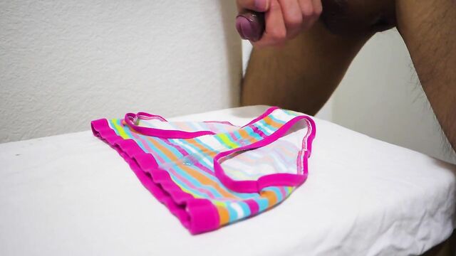 Cumming on cute little colorful panties