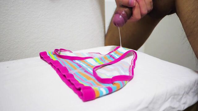 Cumming on cute little colorful panties