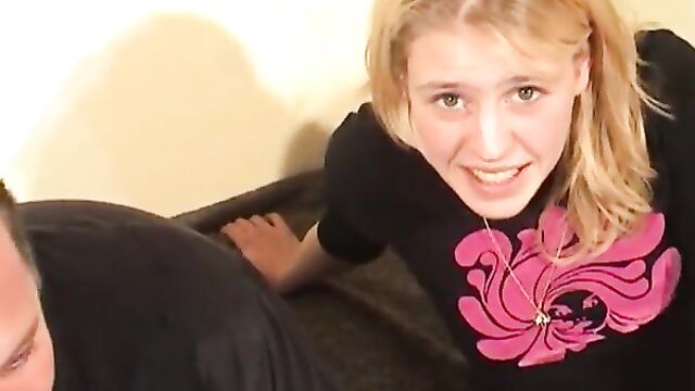 Skinny Blonde Suck and Rides a Stranger