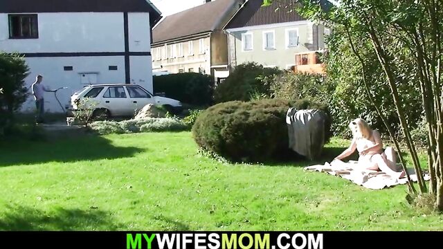 Wife caught her step mom and husband fucking outside