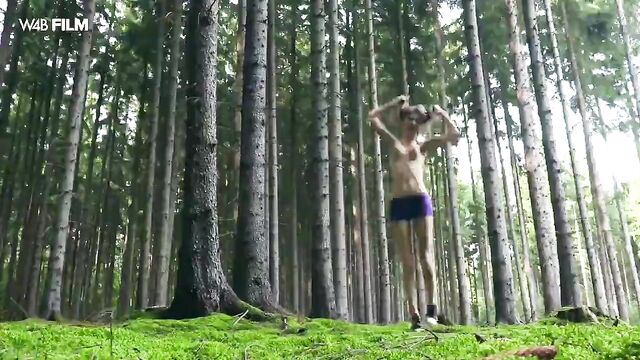 Jogging while nude and playing with myself