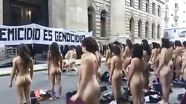 Nude women protest in Argentina -colour version