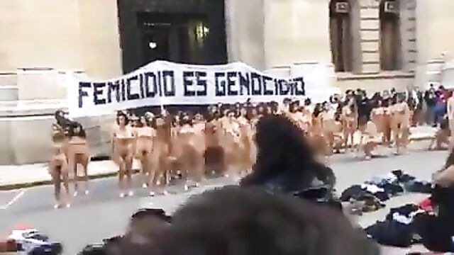 Nude women protest in Argentina -colour version