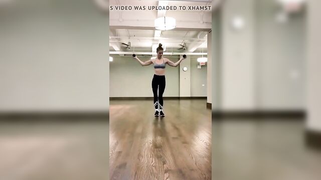 Nina Agdal dancing at the gym