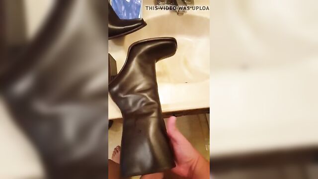 Cumming on girlfriend's boots