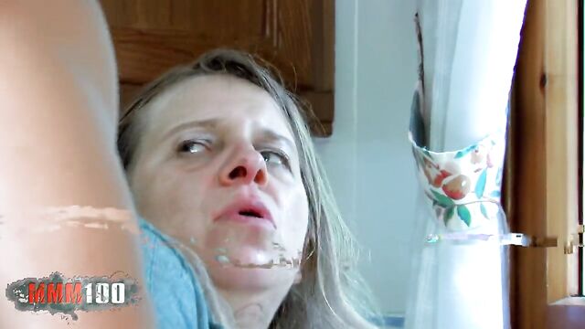 Fat French milf likes to be fucked in the kitchen by a younger cock
