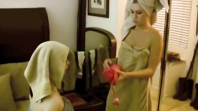 lesbian bondage - towel gagged by stepmother
