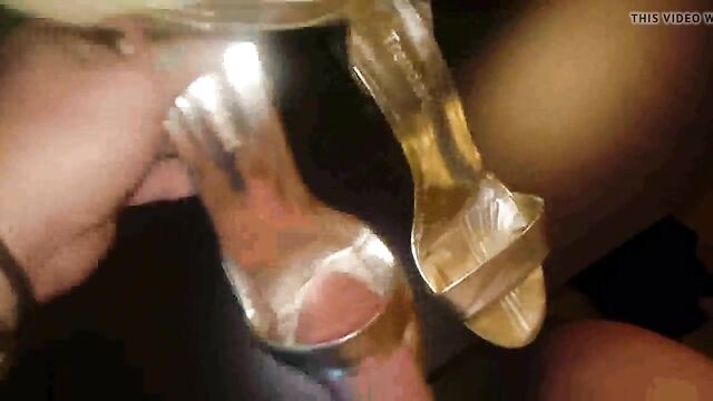 Size 40 Gold Ankle Strap highheel Sandals fucked&cummed