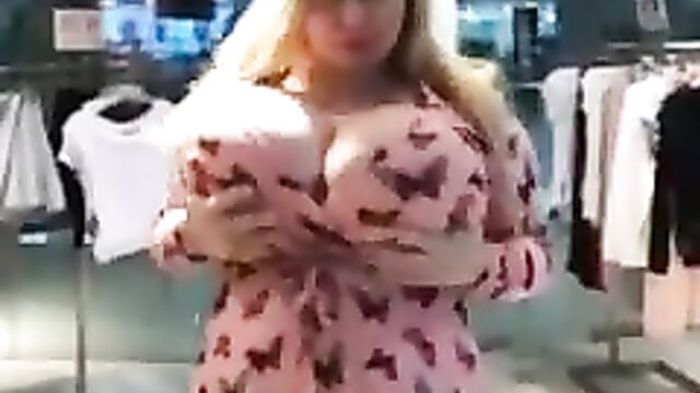 Shaking huge tits (non-nude)
