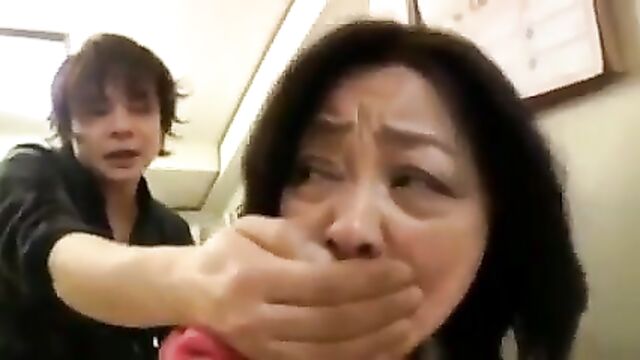 Japanese Granny gets a creampie