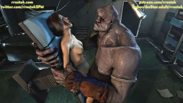 Lara Croft fucked roughly by Coach and a monster 3D Animatio