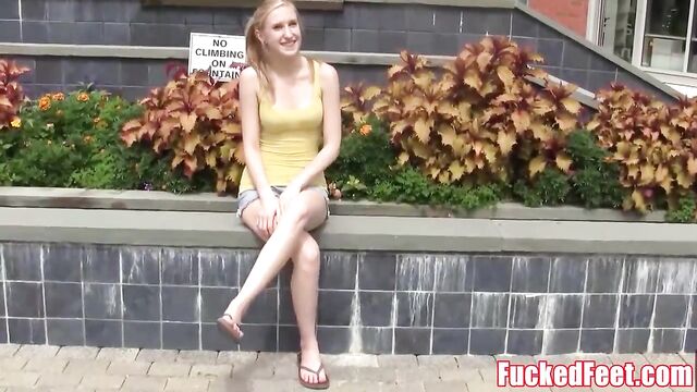 Cute Amateur Teen Gets Picked Up Off Streets for Footjob