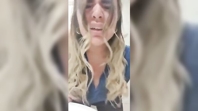 Girl furiously masturbates at work until she cums