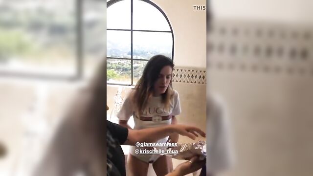 Bella Thorne in t-shirt and white panties