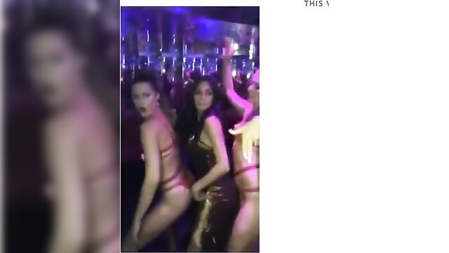 Nicole Scherzinger dancing with hot babes in a club