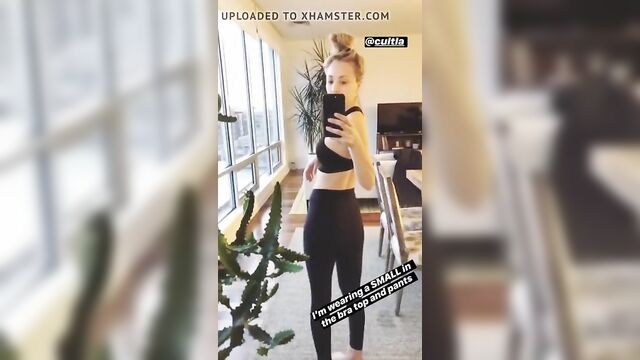 Kaley Cuoco modeling workout clothes