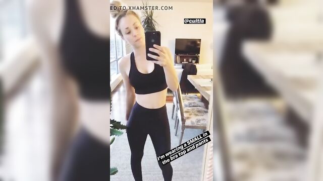 Kaley Cuoco modeling workout clothes