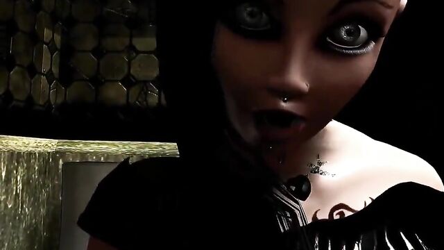 Animated - Goth Girl fucked and facial