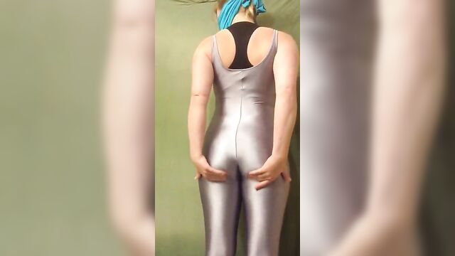 Sexy silver spandex unitard