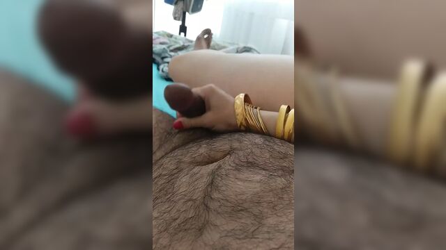 Egyptian bitch playing with my dick