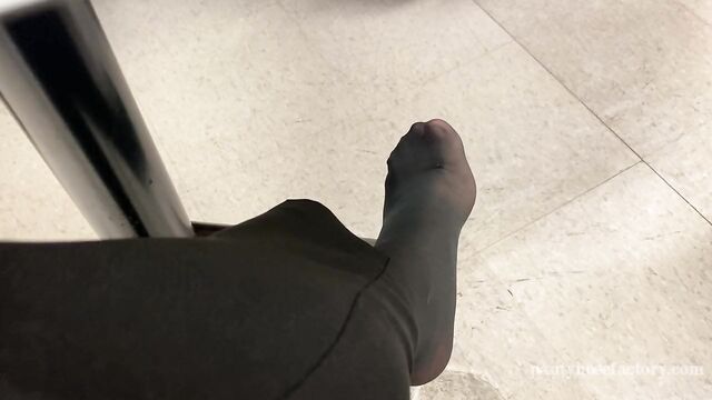 Pantyhose Foot Play in Public 2