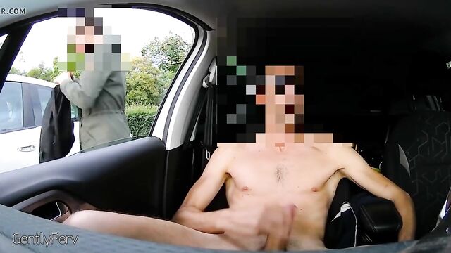 Total naked wank in car with open window