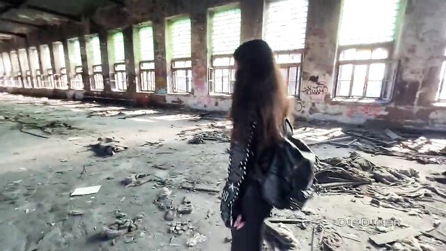 A walk through an abandoned factory ended in hard fucking for a rock girl