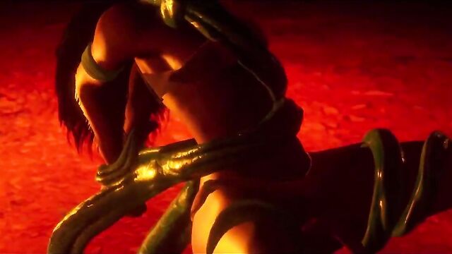 3D Hentai Monster Ruins Tribal Woman With Tentacles