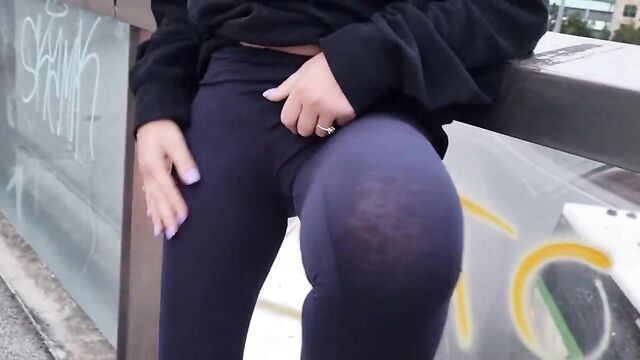 Cameltoe – I wore tight yoga pants ripped in public Orgasm